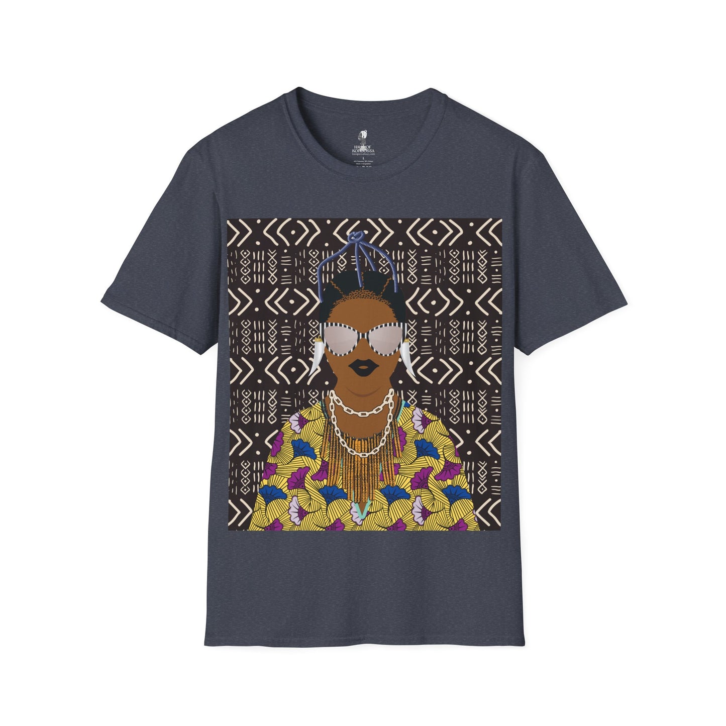 Manyi - Floral on Mudcloth Unisex Softstyle T-Shirt