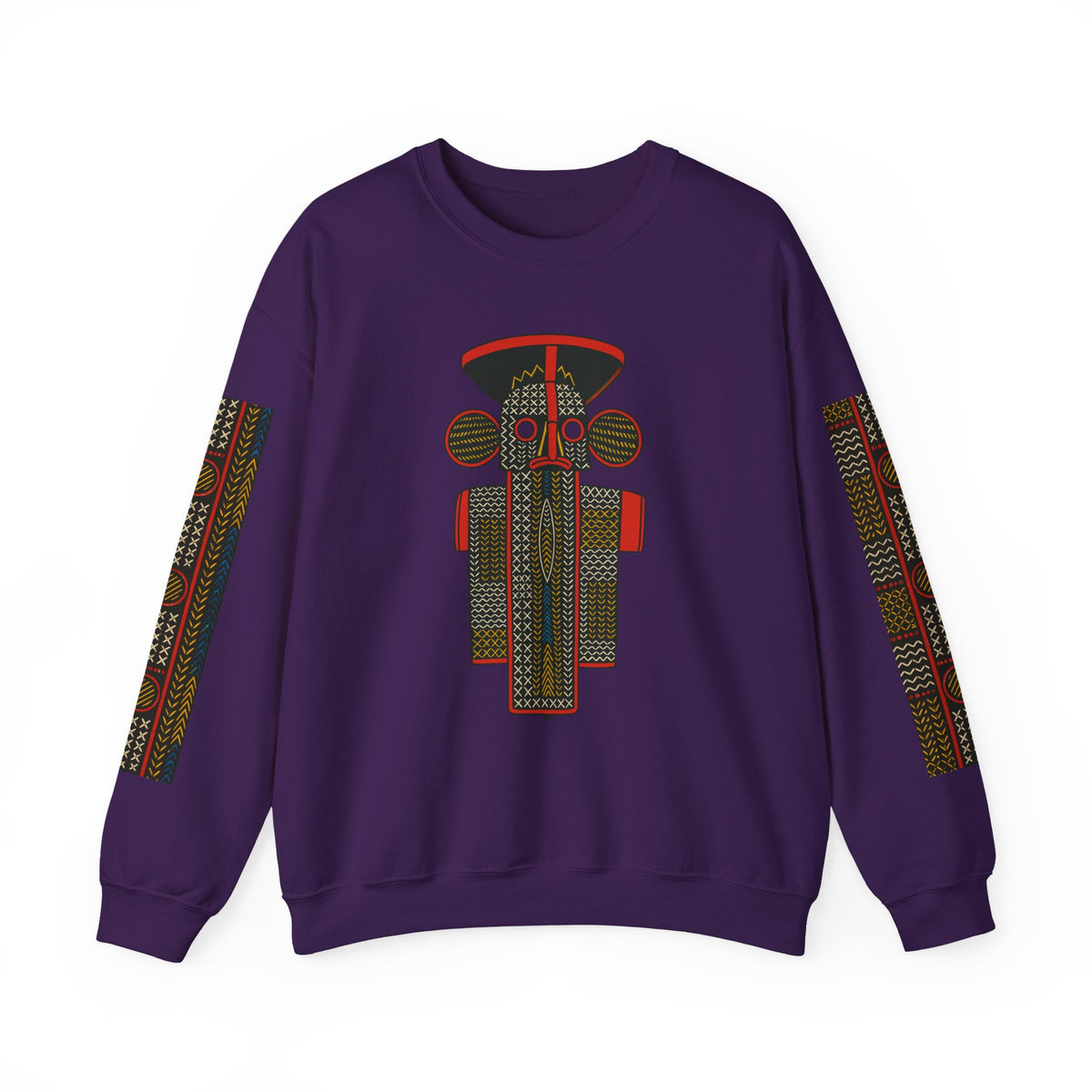 Unisex Elephant Mask Cotton Blend Sweatshirt, Colorful African-Inspired Crewneck