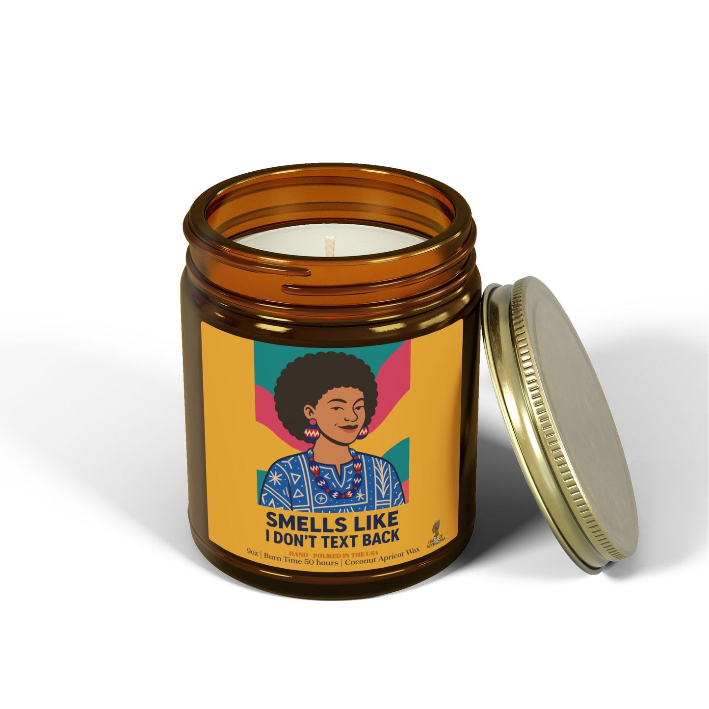 Colorful Smells like I don't text back Funny Coconut Apricot Wax Scented Candles, Afrocentric Candle,Home Fragrance Decor, Aromatherapy Gift, Relaxation Candle