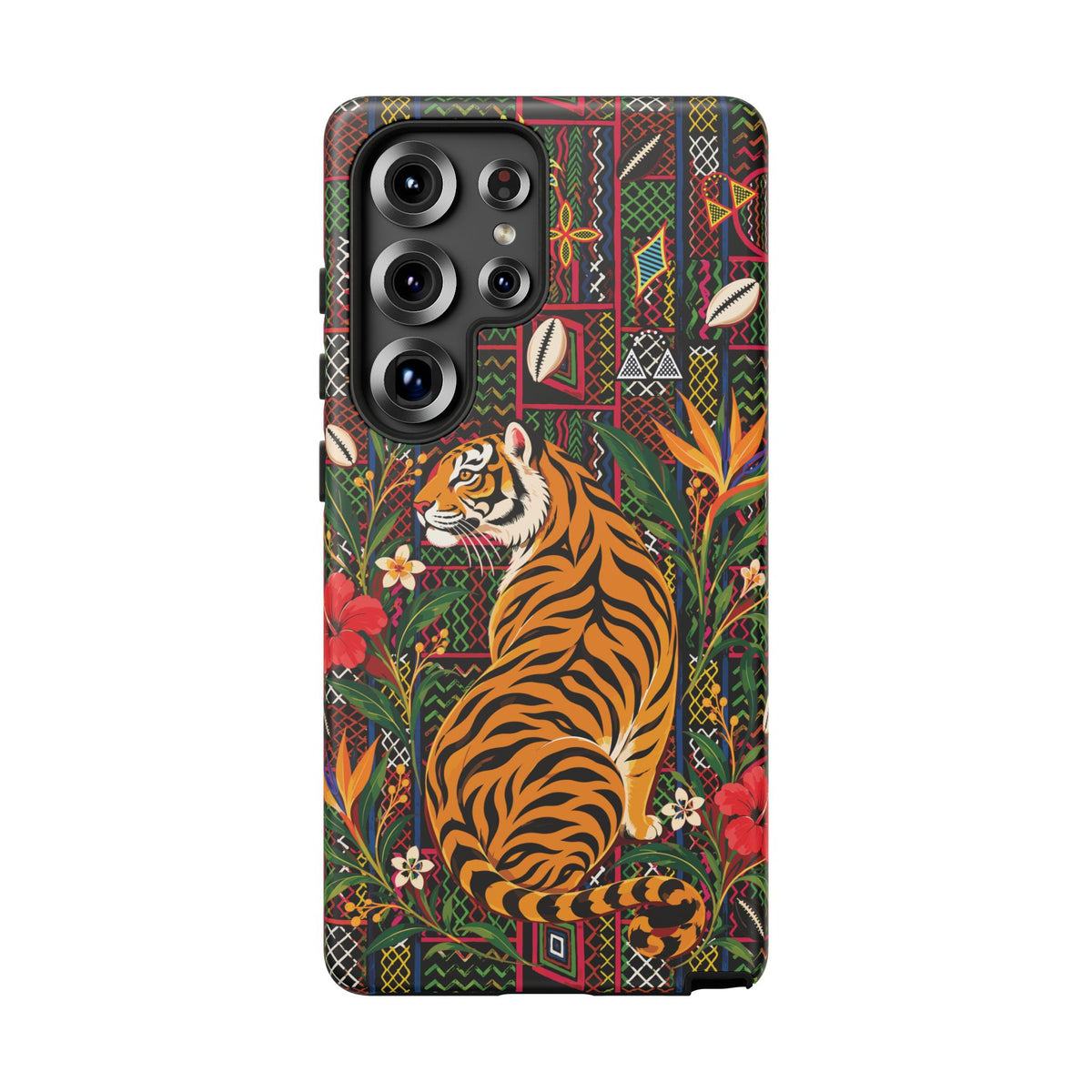 Bengal Tiger & Tropical Blooms Phone Case, African Art Design, Stylish Protective Cover for Samsung and iPhone, Unique Accessory, Gift Idea