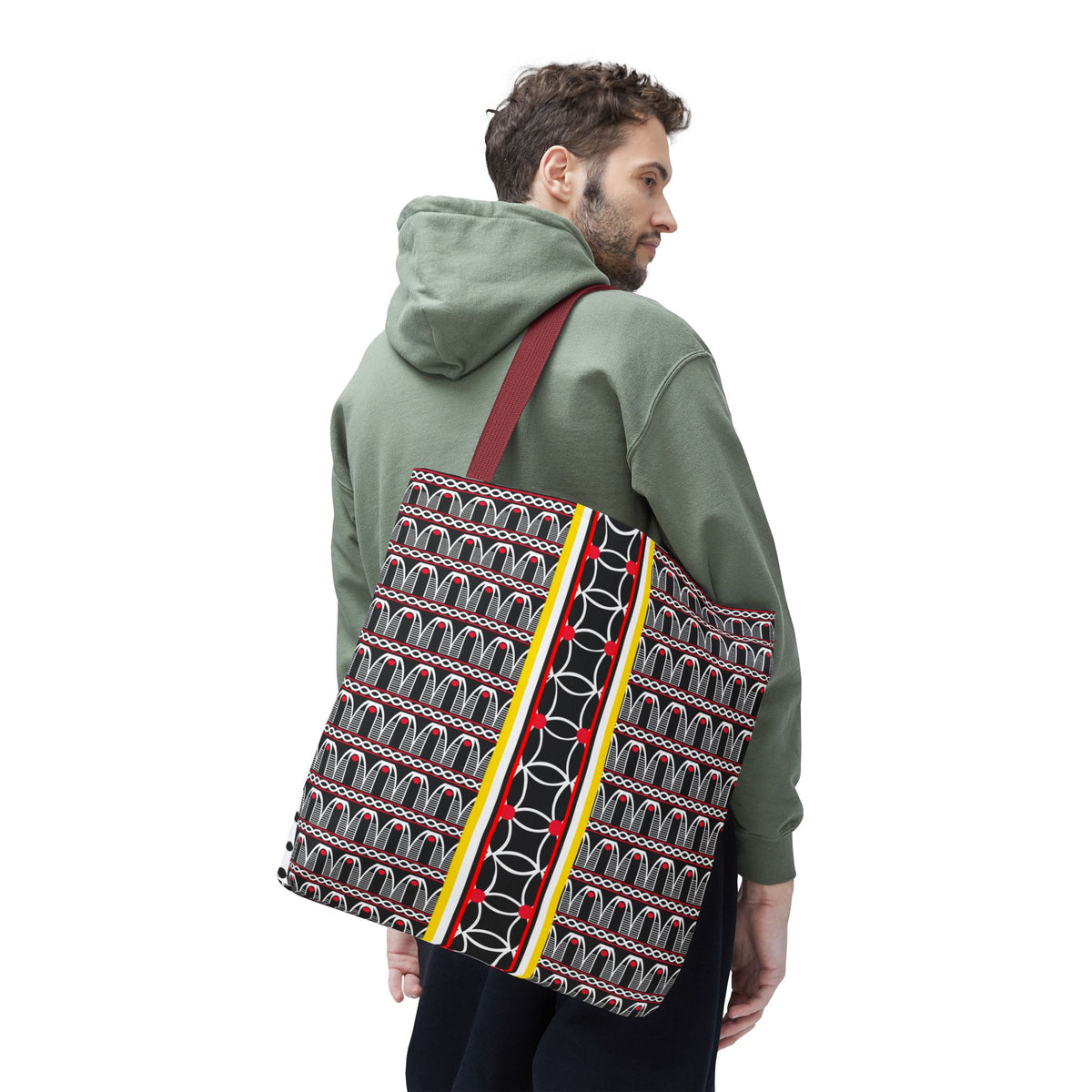 Toghu BW Bells with Flora Strip Tote - Two-Sided Design AOP Bag