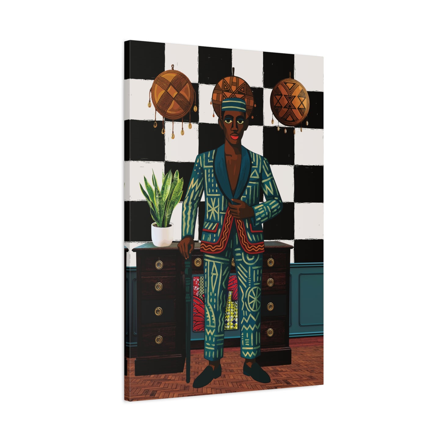 Matte Canvas Print, Afrocentric Wall Decor, He's Home Cultural Art, Unique Office Art, Modern African Art Print, Stylish Home Decor, Stretched, 1.25"