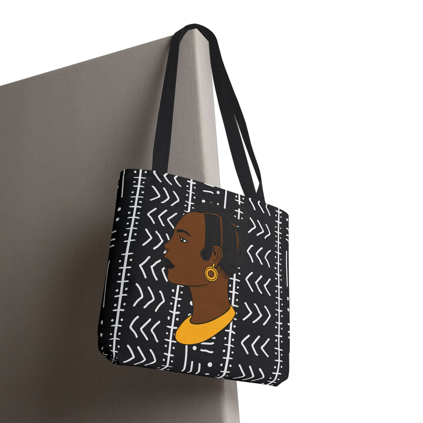 Lady Kongossa on Black Mudcloth Canvas Tote Bag