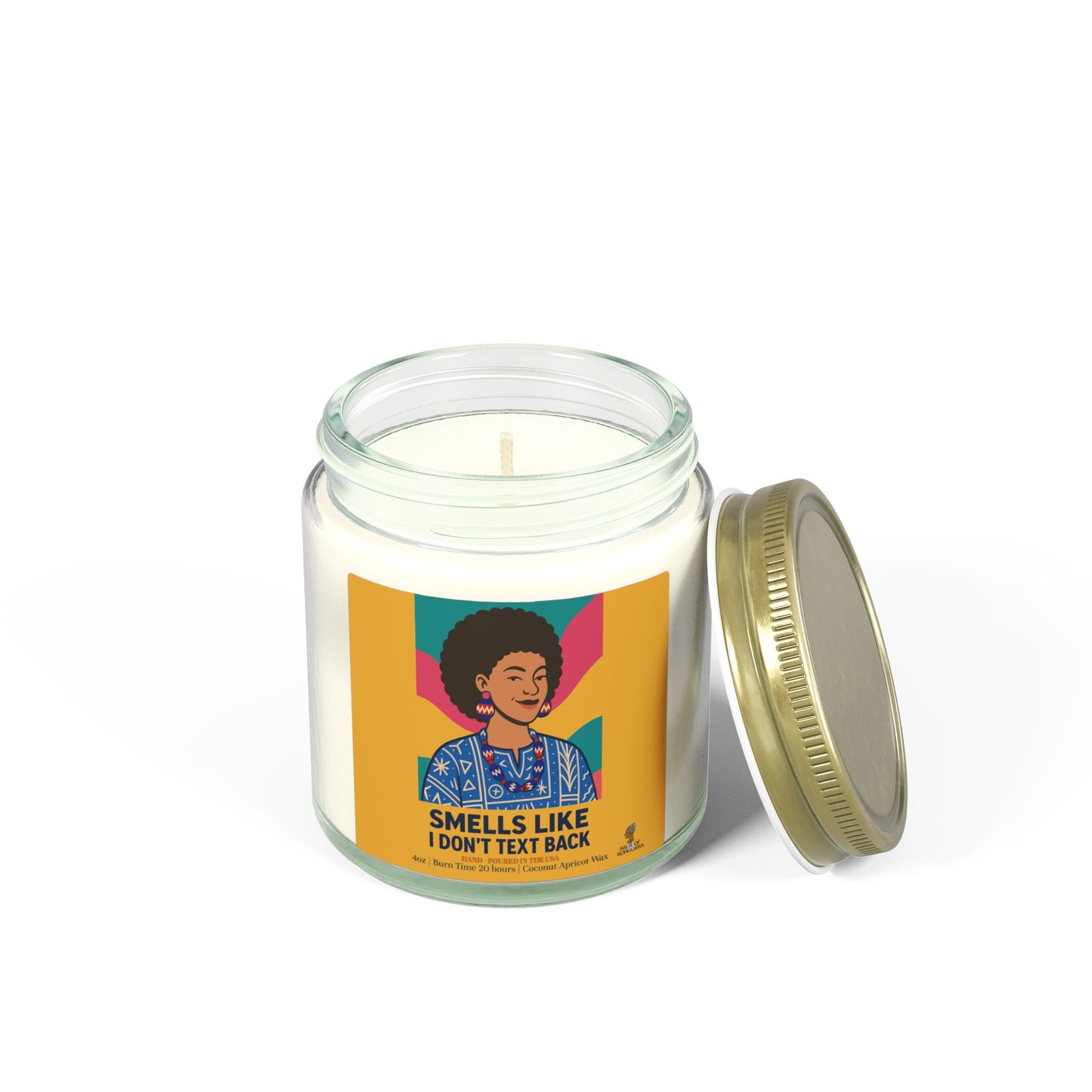 Colorful Smells like I don't text back Funny Coconut Apricot Wax Scented Candles, Afrocentric Candle,Home Fragrance Decor, Aromatherapy Gift, Relaxation Candle