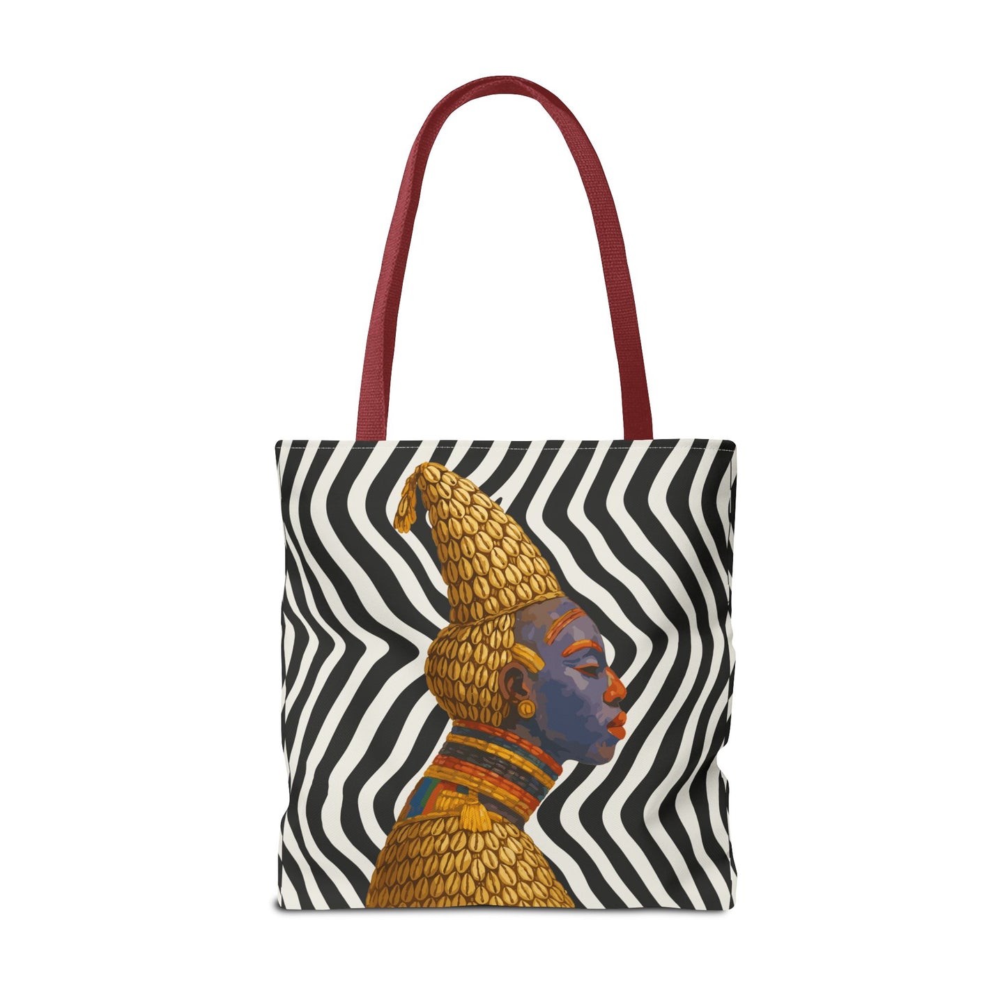 Cameroon Bangwa Mask Satin on Zebra Print  Canvas Tote Bag