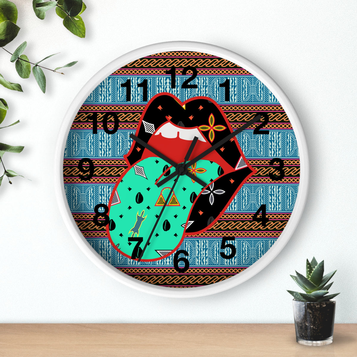 Lipsie Wood Wall Clock, Lipsie 10" x 10", Silent AA Battery, Indoor Use!
