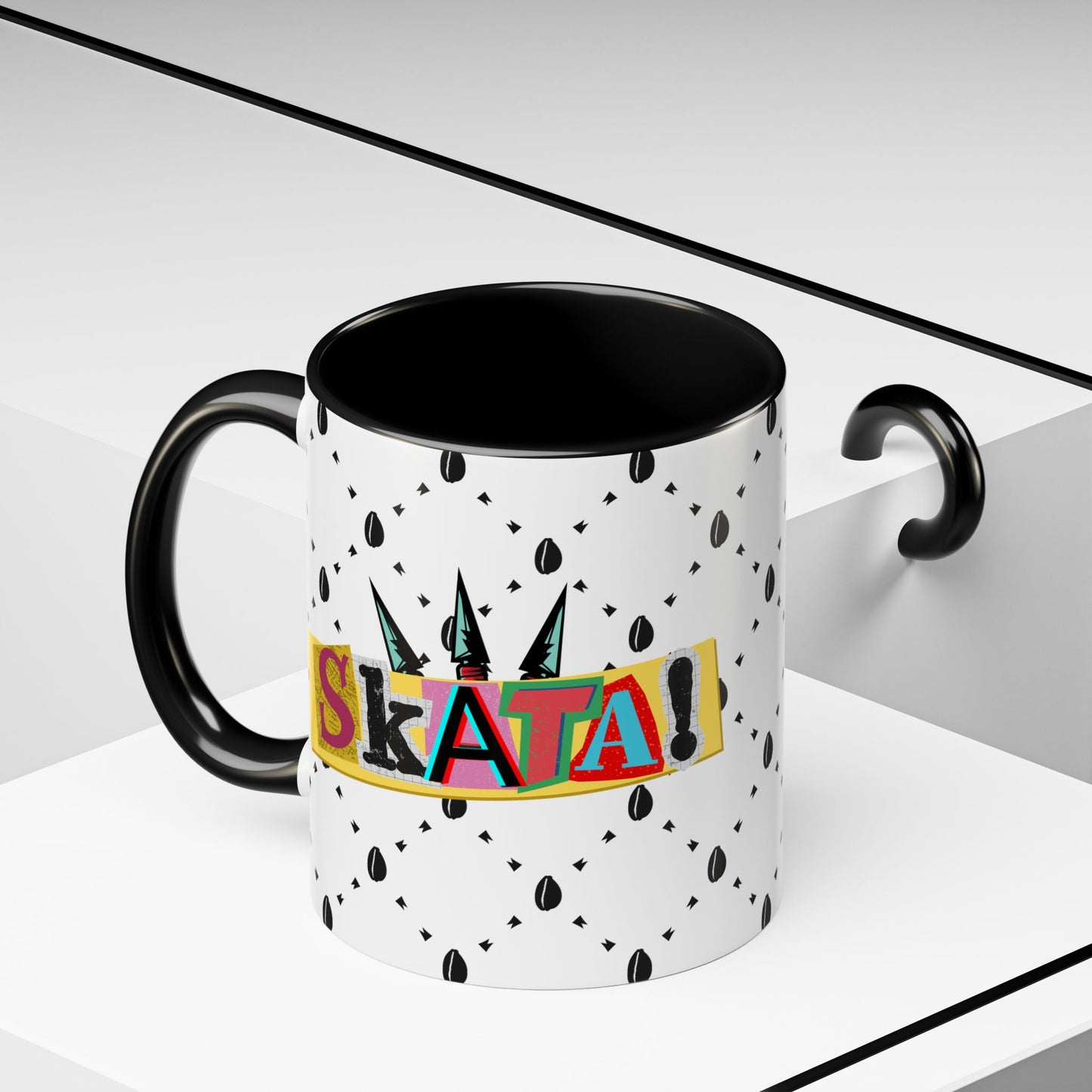 Skata Ceramic Accent Coffee Mug, 15oz, Ethnic Design, Kitchenware, Tea Cup, Home Decor, Drinkware
