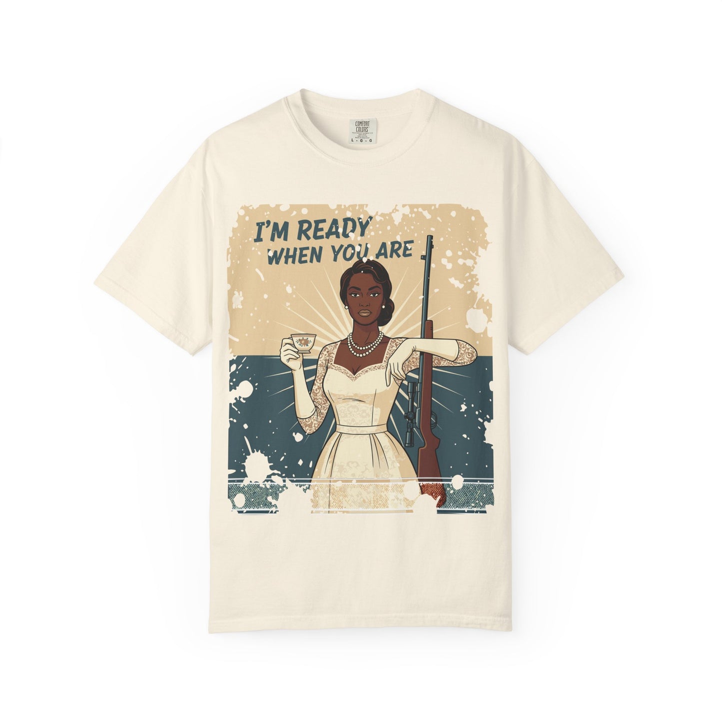 Retro Black Woman Unisex Graphic Tee, Soft Garment-Dyed T-Shirt, Vintage Pin Up Statement Shirt perfect for Mother's Day