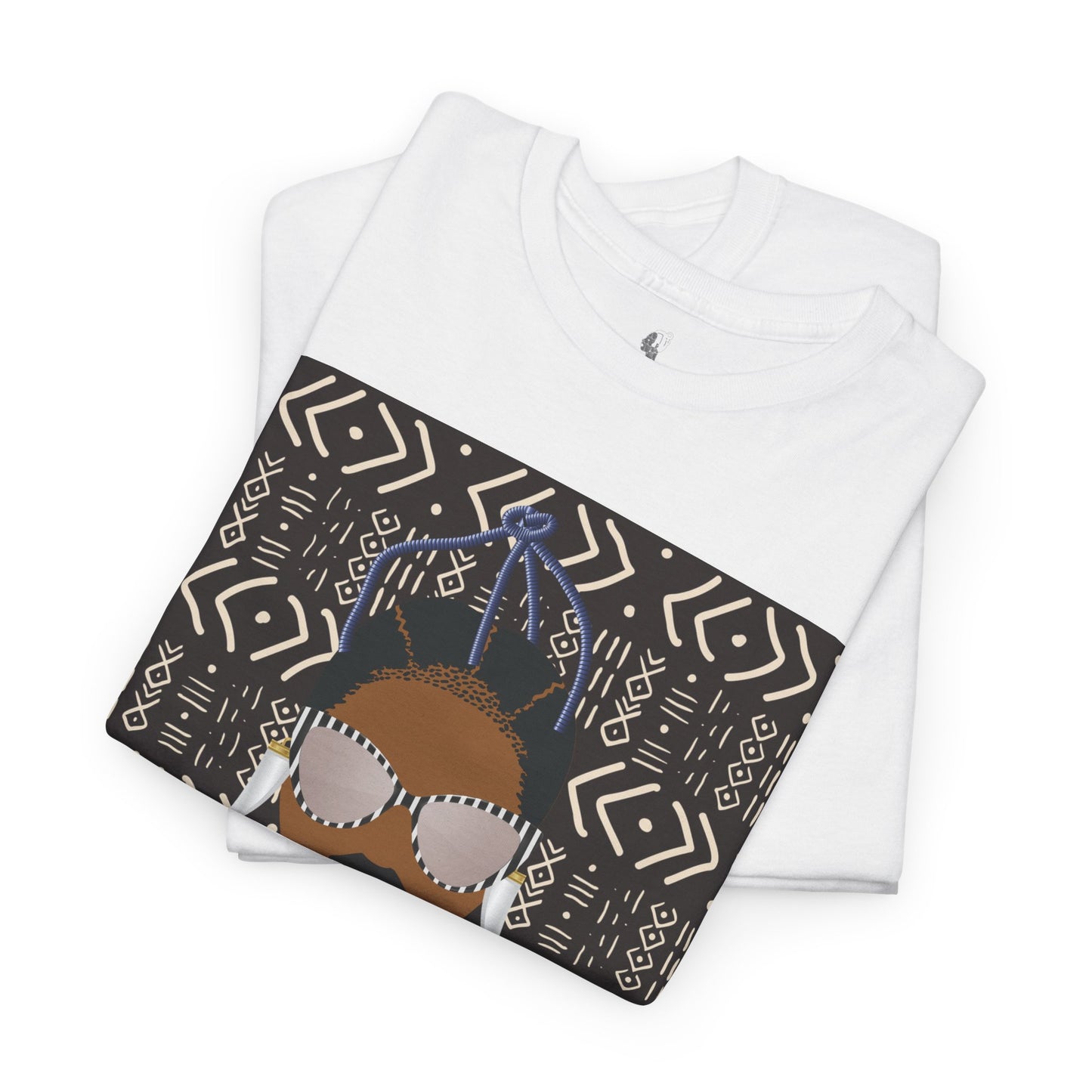 Manyi in Floral on Mudcloth Unisex Heavy Cotton Tee
