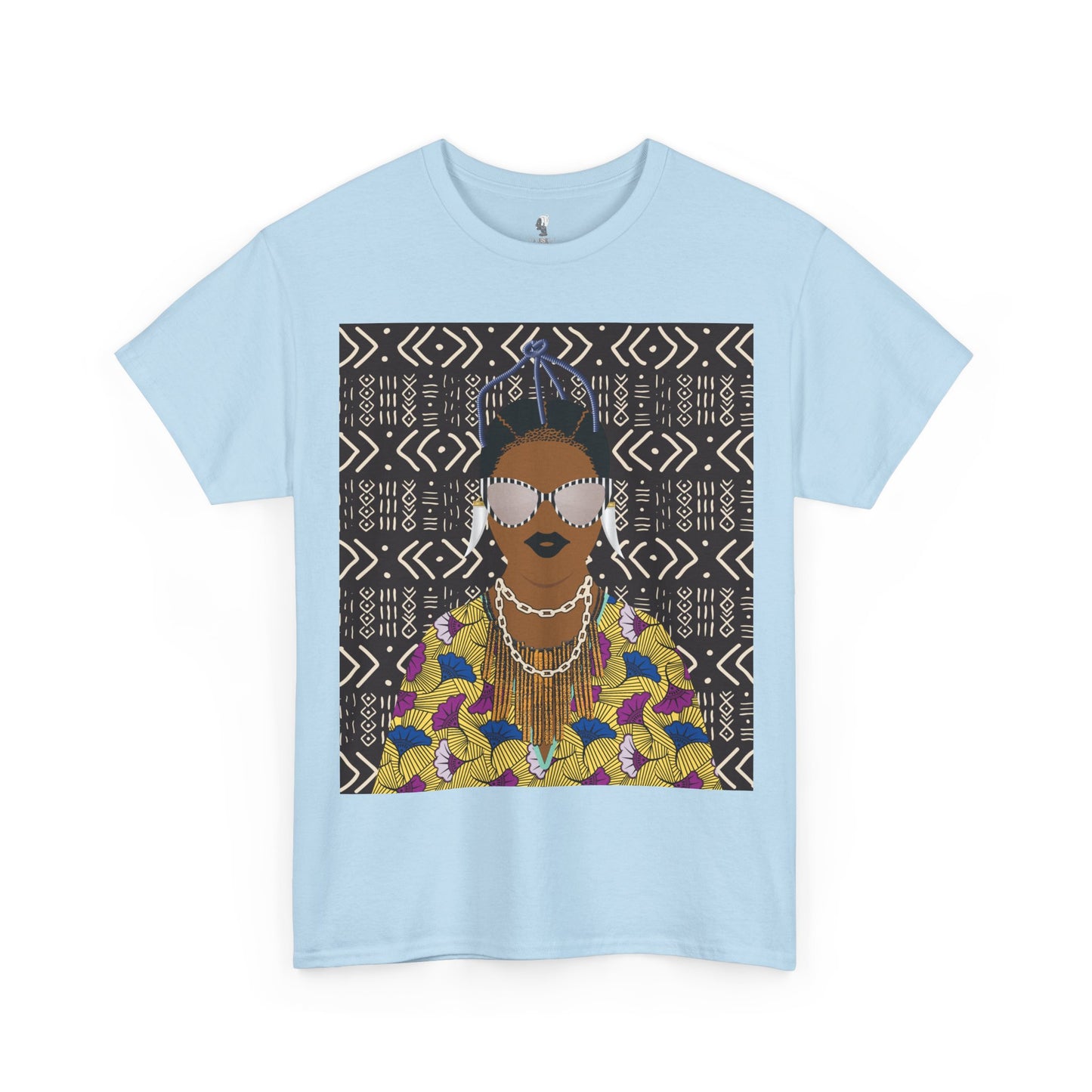 Manyi in Floral on Mudcloth Unisex Heavy Cotton Tee