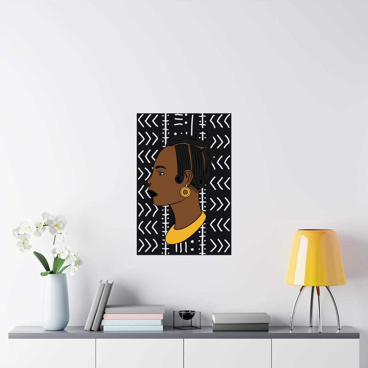 Lady Kongossa on Black Mudcloth Premium Matte Vertical Posters