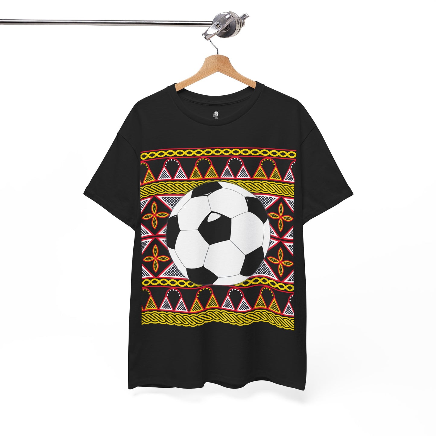 GOAL!! - BW Football on Yellow Toghu with Back Design Unisex Heavy Cotton Tee
