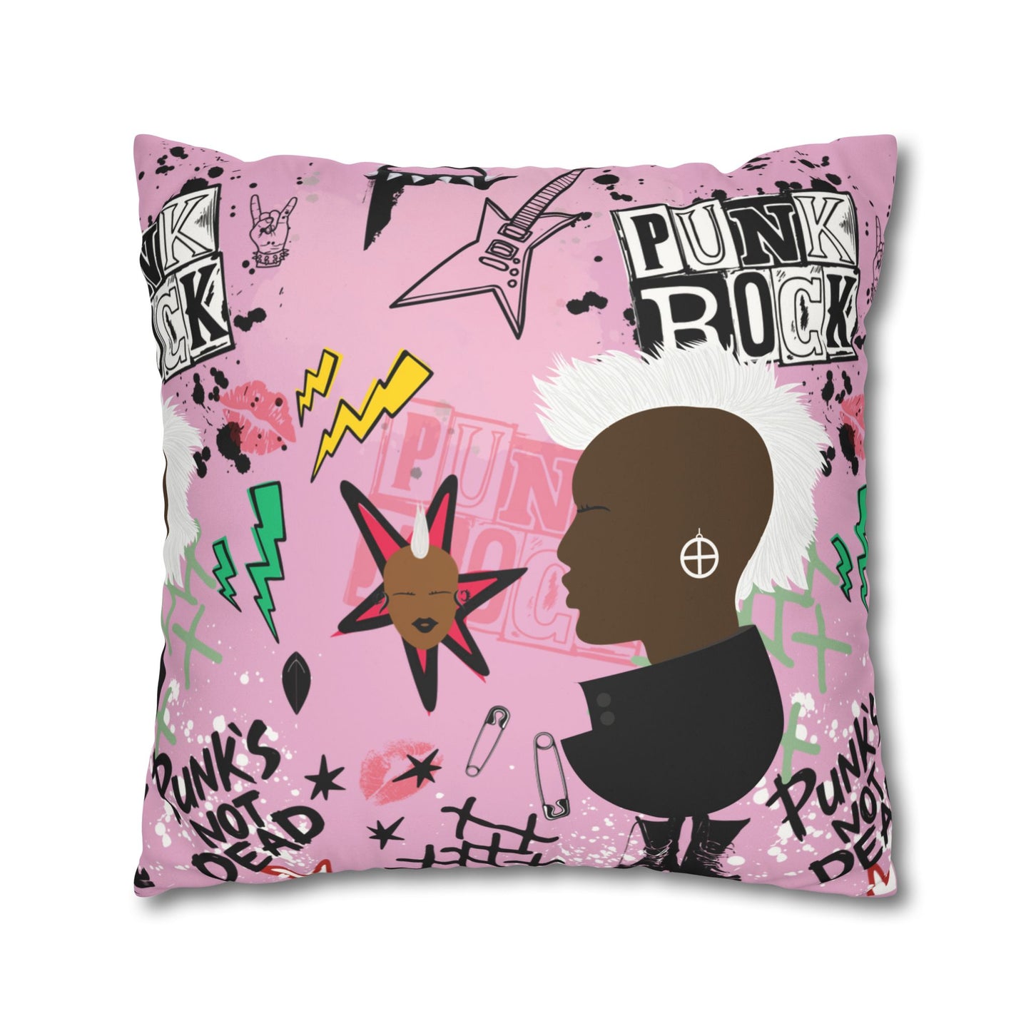 Punk Girl Pink Two-Sided Faux Suede Square Pillow Case