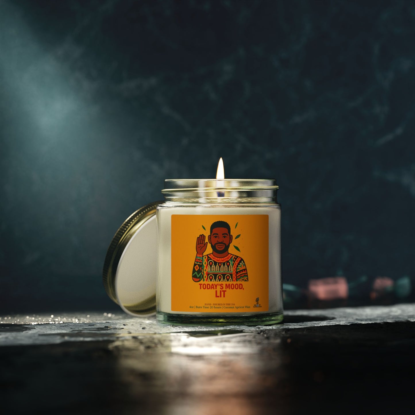 Today's Mood, LIT Coconut Apricot Wax Scented Candles (Color), Afrocentric Candle, Home Fragrance Decor, Aromatherapy Gift, Relaxation Candle