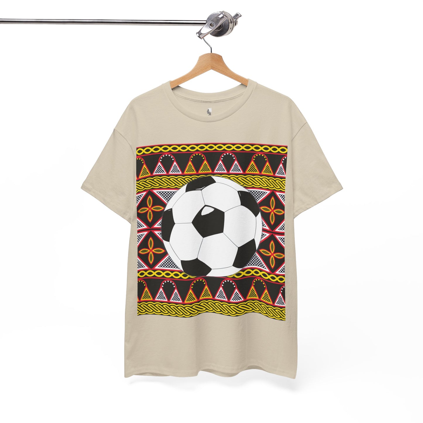 GOAL!! - BW Football on Yellow Toghu with Back Design Unisex Heavy Cotton Tee