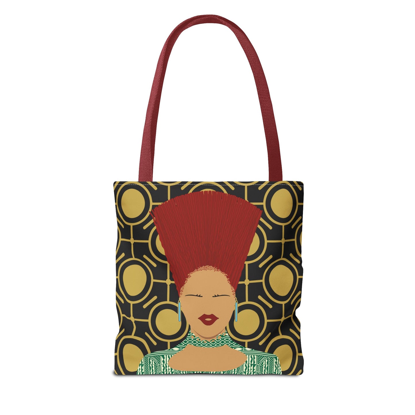 Afrocentric Queen Nef Two Sided Canvas Tote Bag, Gold Goals