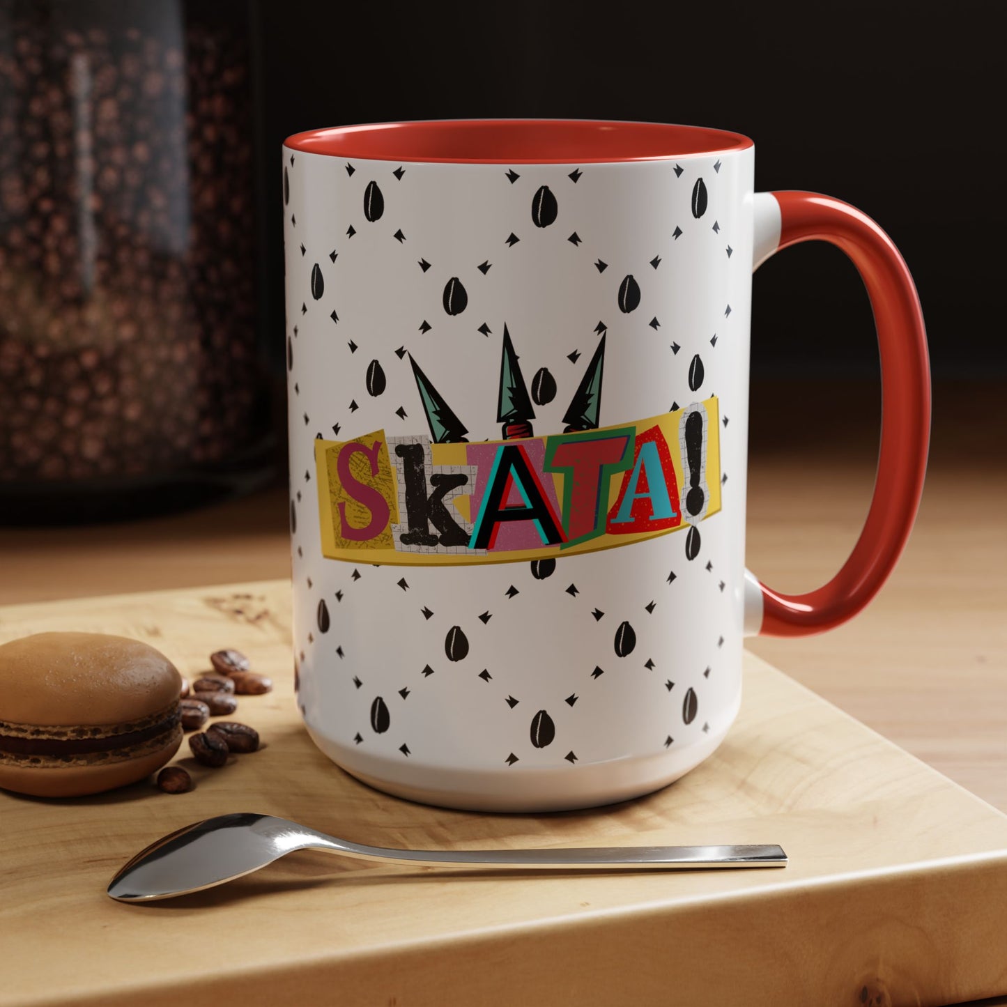 Skata Ceramic Accent Coffee Mug, 15oz, Ethnic Design, Kitchenware, Tea Cup, Home Decor, Drinkware