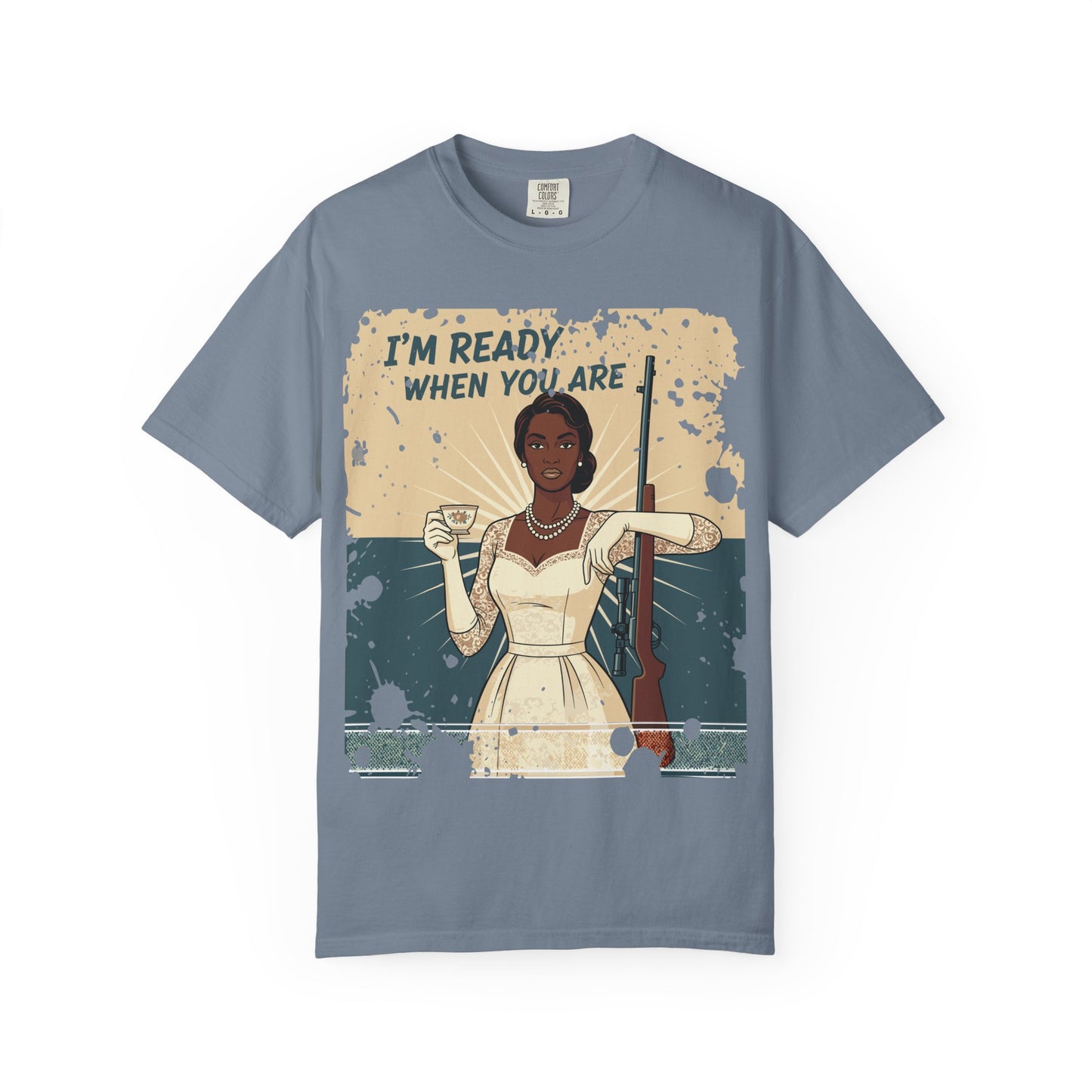 Retro Black Woman Unisex Graphic Tee, Soft Garment-Dyed T-Shirt, Vintage Pin Up Statement Shirt perfect for Mother's Day