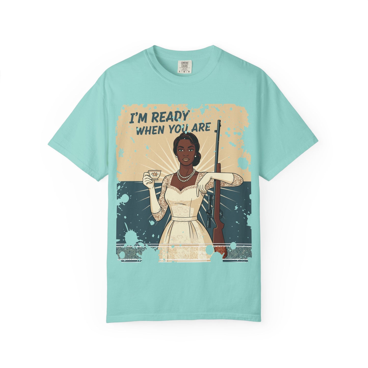 Retro Black Woman Unisex Graphic Tee, Soft Garment-Dyed T-Shirt, Vintage Pin Up Statement Shirt perfect for Mother's Day