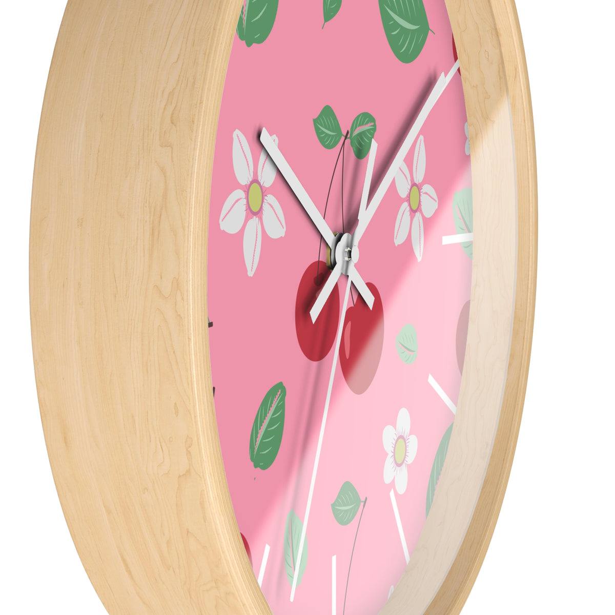 Decorative Wood Wall Clock, Cowries and Cherries 10" x 10"-Silent