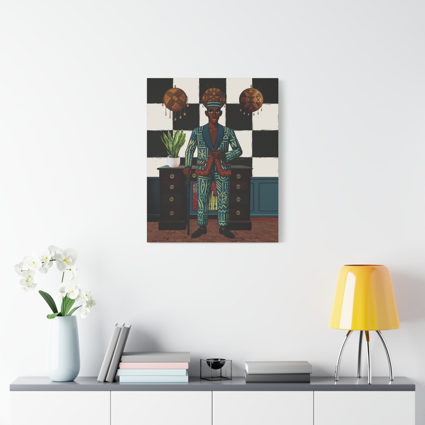 Matte Canvas Print, Afrocentric Wall Decor, He's Home Cultural Art, Unique Office Art, Modern African Art Print, Stylish Home Decor, Stretched, 1.25"