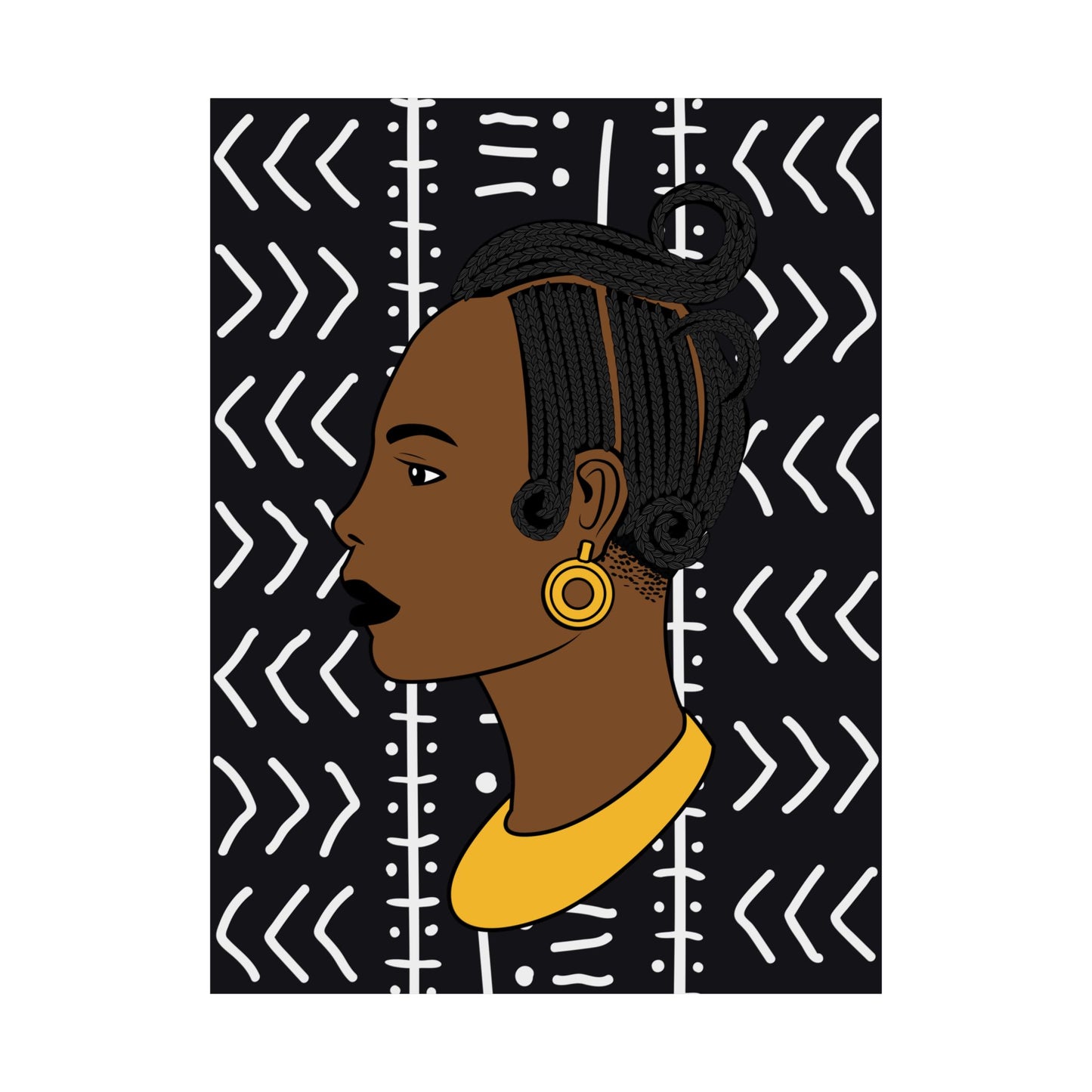 Lady Kongossa on Black Mudcloth Premium Matte Vertical Posters