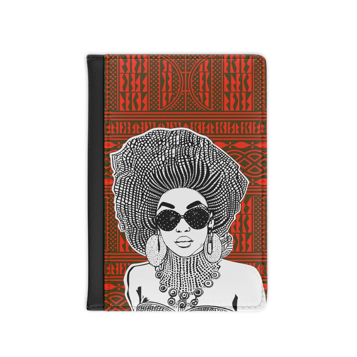 Madame Headtie(BW)- Red Ndop - Passport Cover