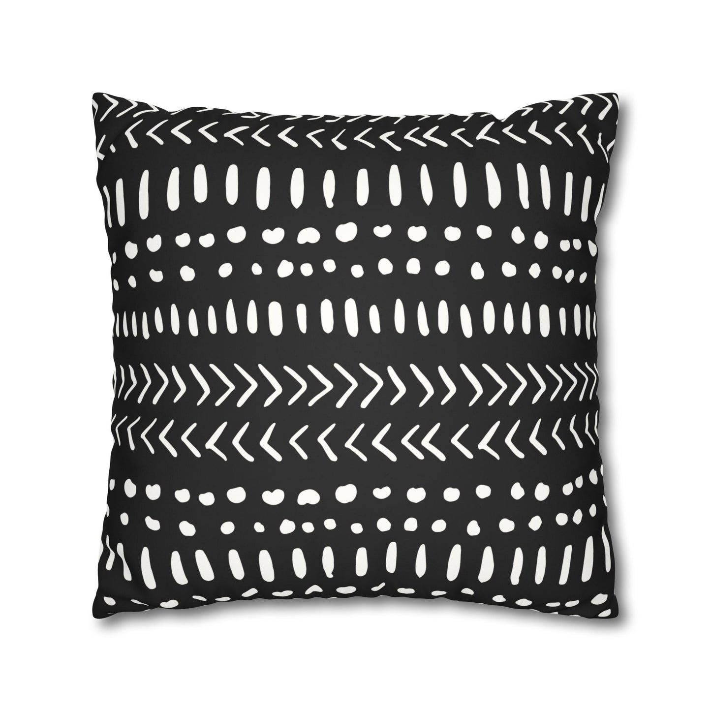 Faux Suede Pillow Case, Mudcloth Design, Square Throw Cushion, Boho Home Decor, Black/Brown Pillow Casecase, Living Room Accent, Bedroom Accessory