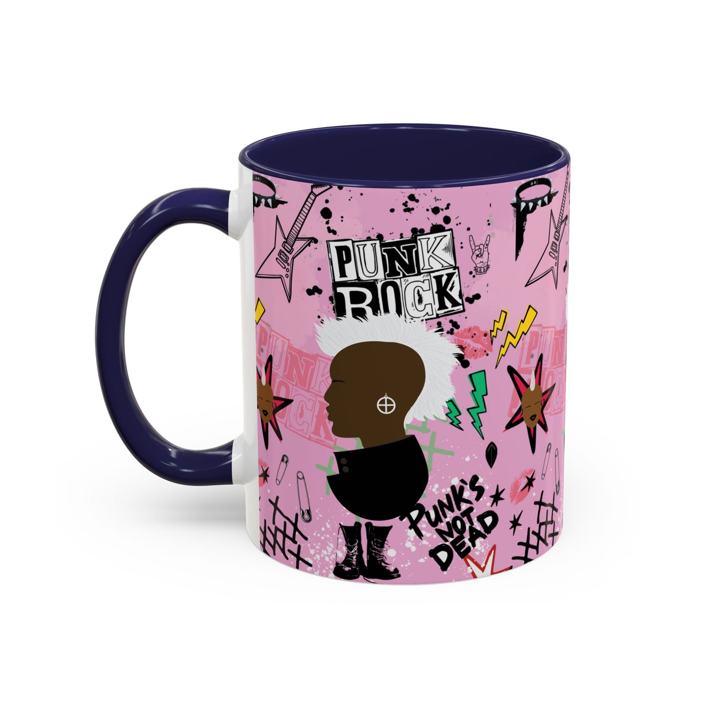 Punk Rock Pattern Accent Coffee Mug,  11oz, 15oz