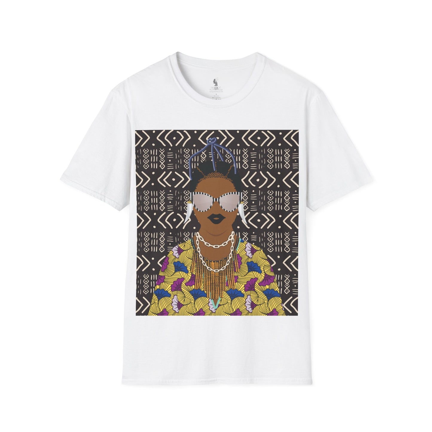 Manyi - Floral on Mudcloth Unisex Softstyle T-Shirt