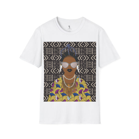 Manyi - Floral on Mudcloth Unisex Softstyle T-Shirt