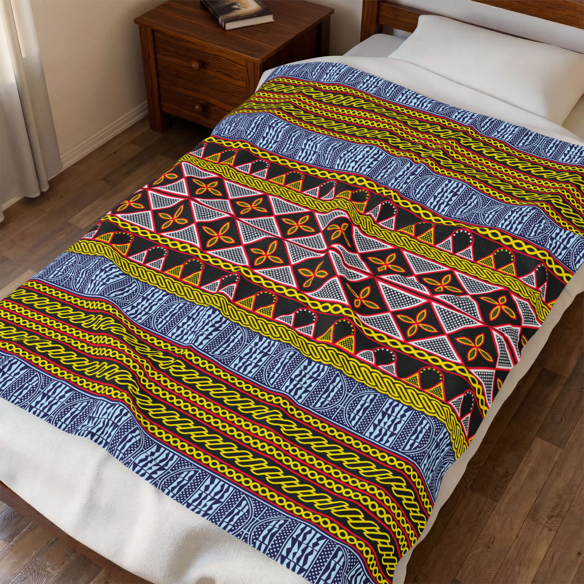 Ndop - Toghu African Print Re-Mixed Velveteen Plush Blanket