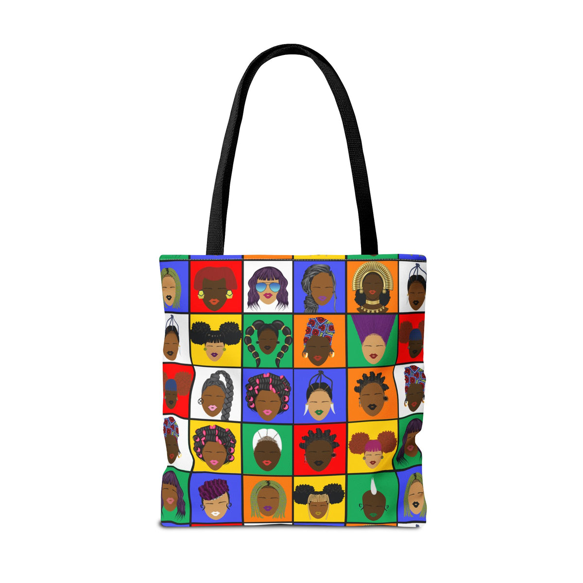 Colorful Faces Pattern Tote Bag — Multicultural Pop Art All-Over Print