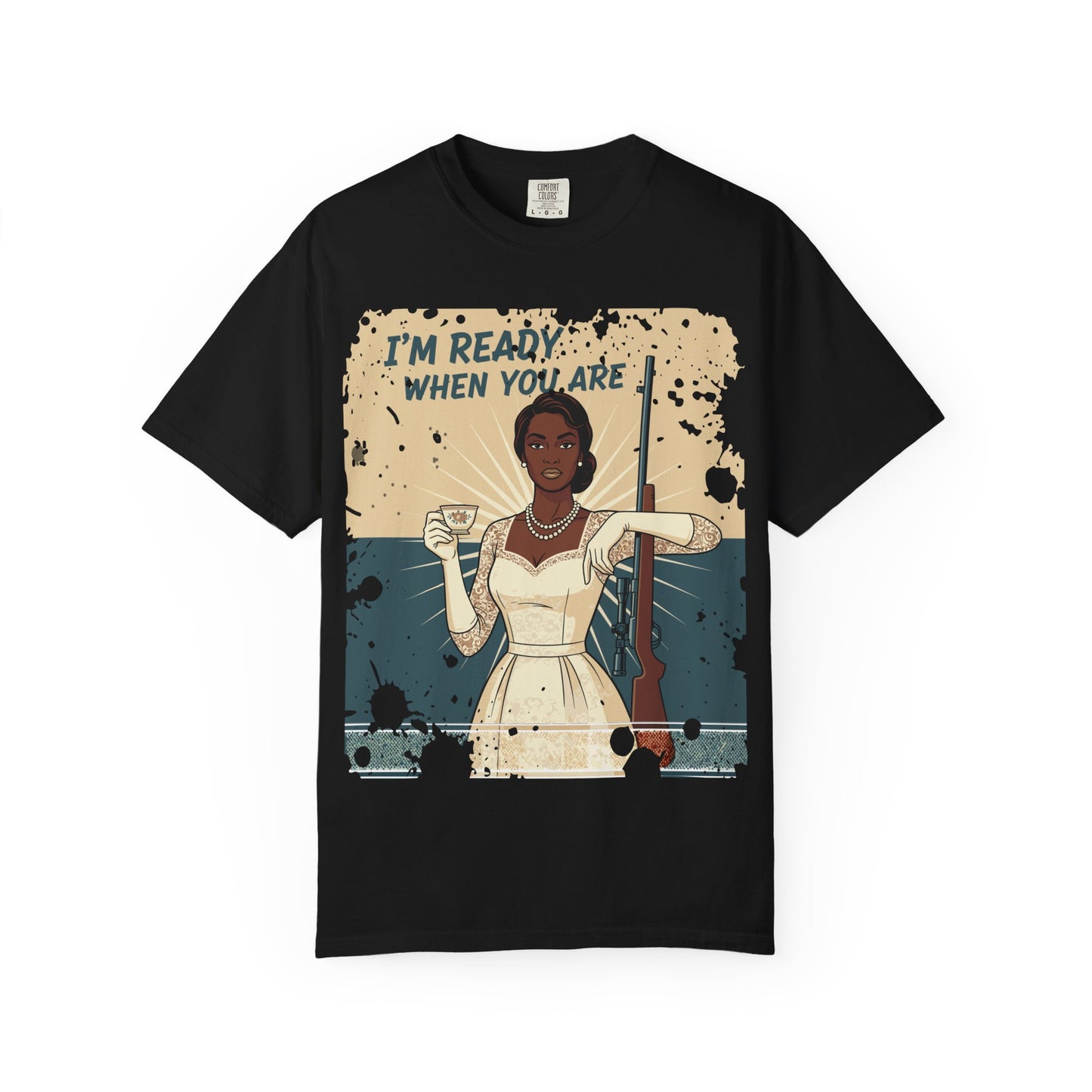 Retro Black Woman Unisex Graphic Tee, Soft Garment-Dyed T-Shirt, Vintage Pin Up Statement Shirt perfect for Mother's Day