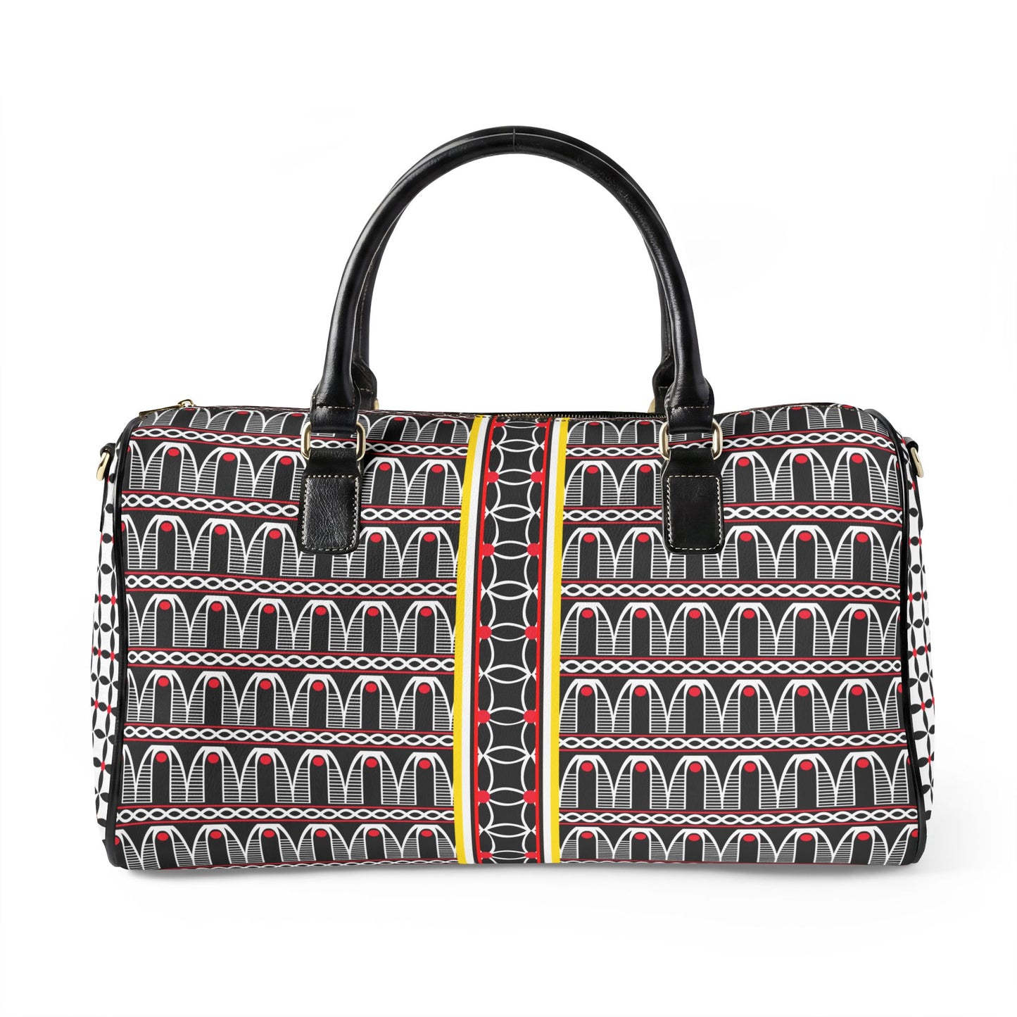 NEW Vegan Leather Travel Bag, Geometric Bell Toghu and Floral Toghu Sides