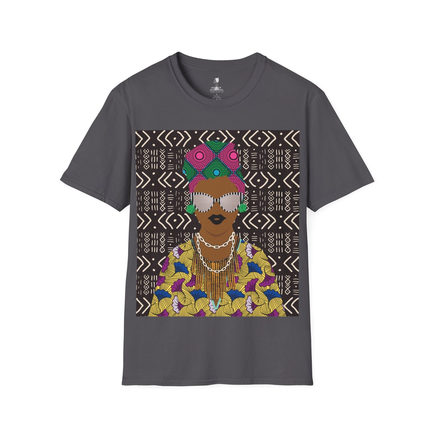 Sabi - Floral on Mudcloth Unisex Softstyle T-Shirt