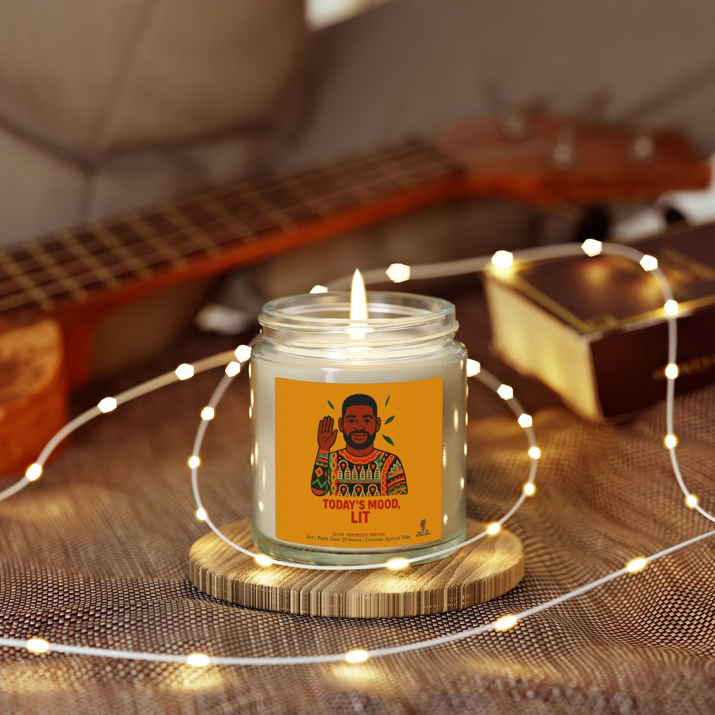 Today's Mood, LIT Coconut Apricot Wax Scented Candles (Color), Afrocentric Candle, Home Fragrance Decor, Aromatherapy Gift, Relaxation Candle