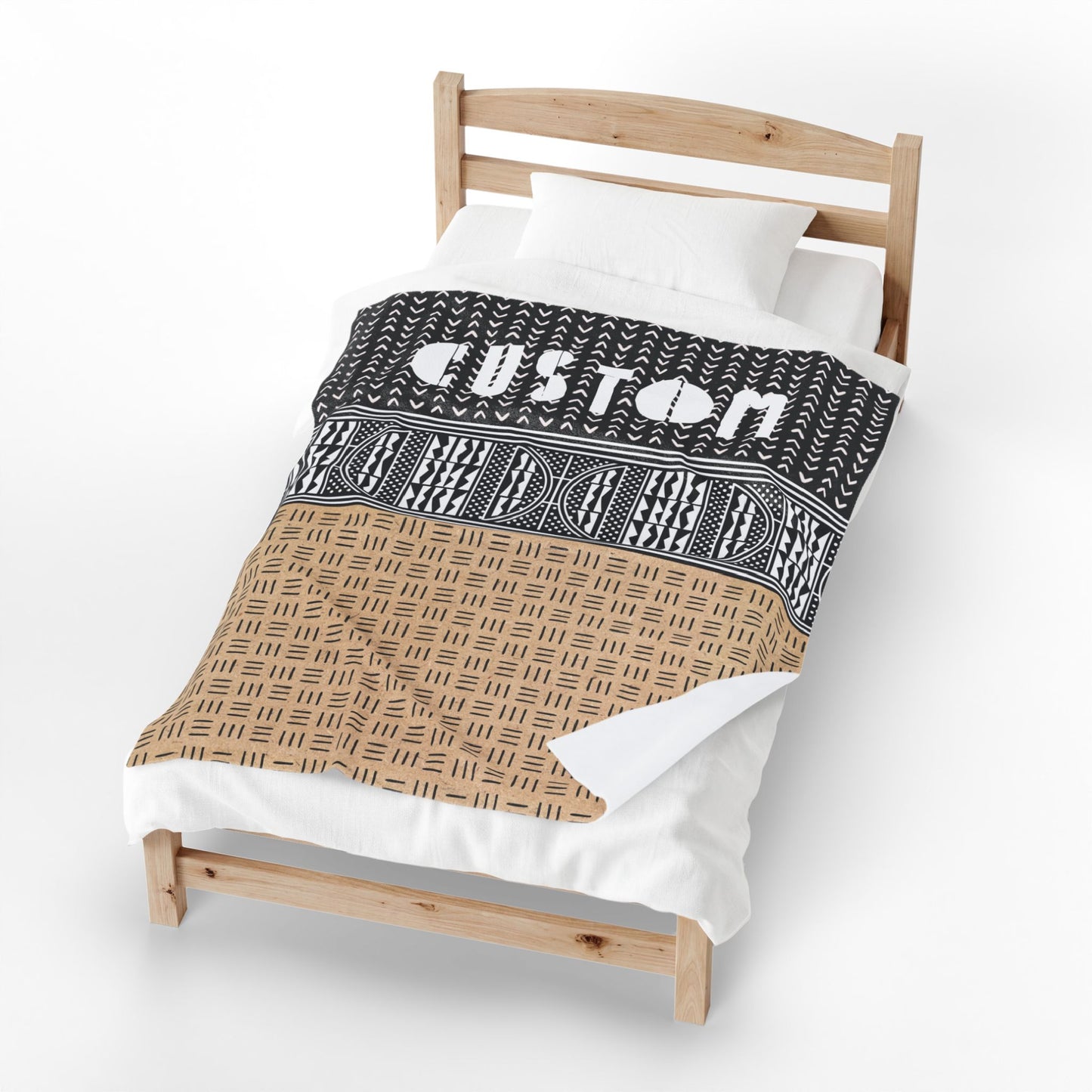 Personalized Velveteen Plush Blanket - Custom African Mudcloth Pattern Throw Blanket