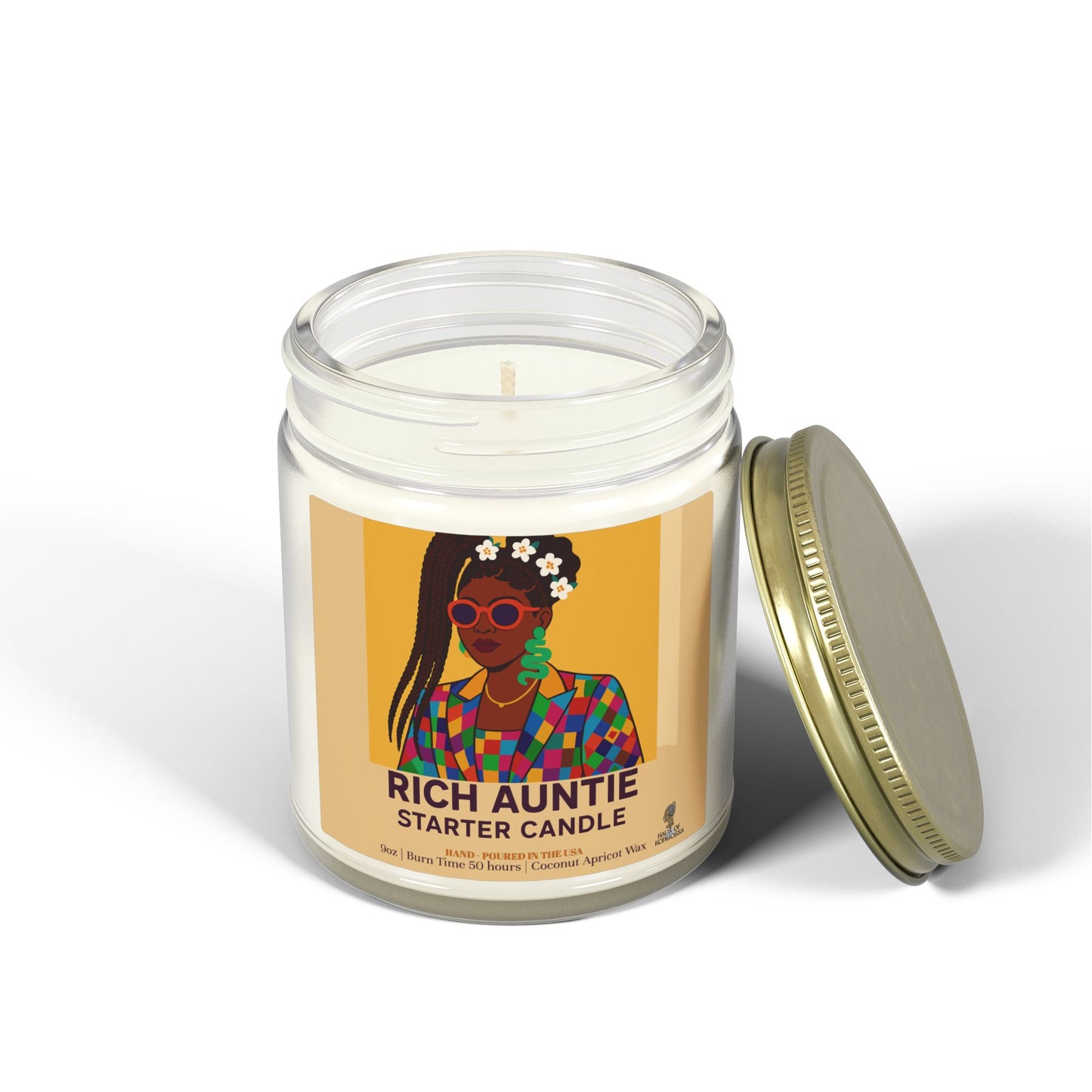 Rich Auntie Coconut Apricot Wax Scented Candles (Color), Afrocentric Candle – African Inspired Home Decor,Home Fragrance Decor, Aromatherapy Gift, Relaxation Candle