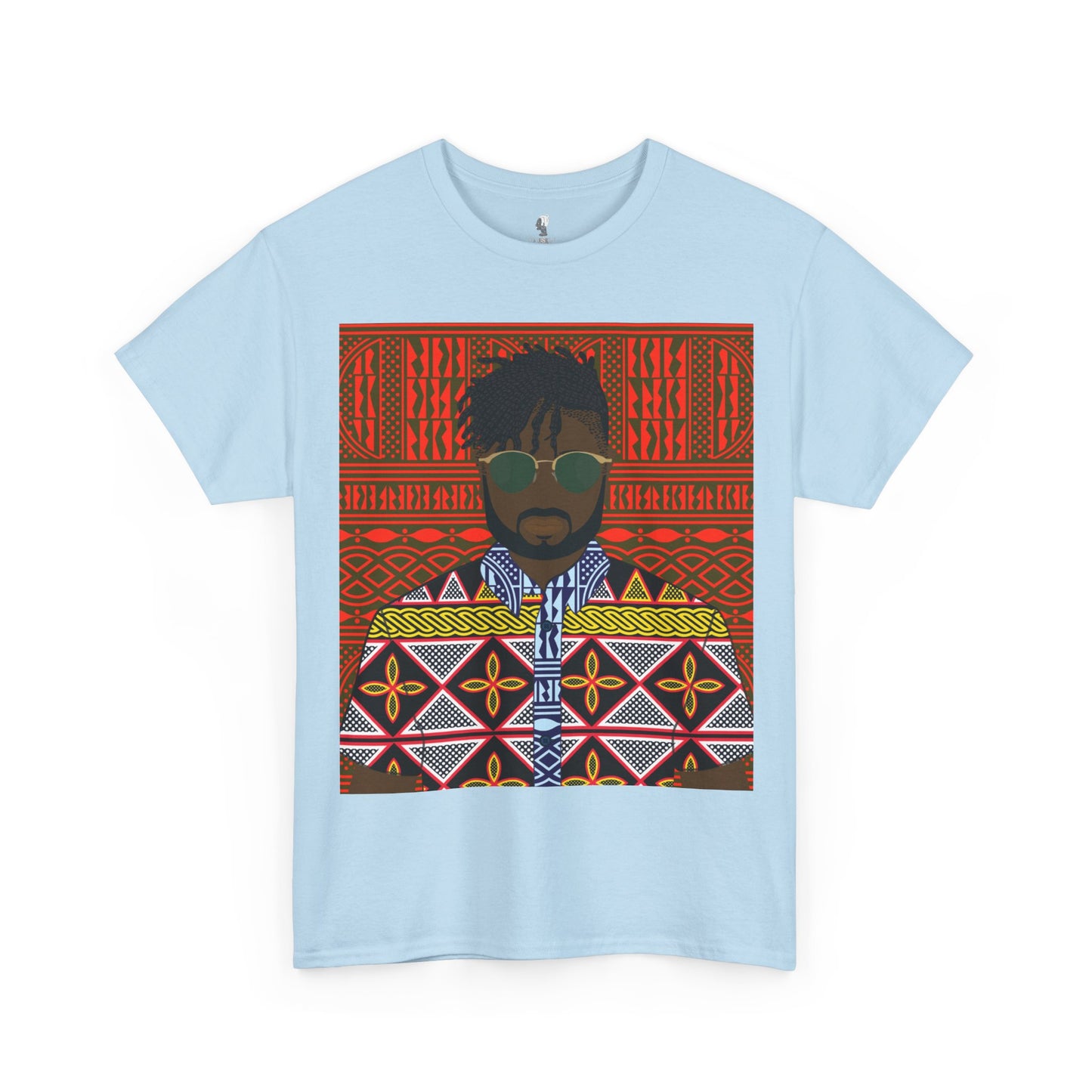 Pascale(Chocolate) in Yellow Toghu on Red Ndop Unisex Heavy Cotton Tee