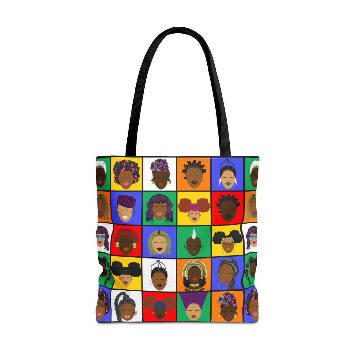 Colorful Faces Pattern Tote Bag — Multicultural Pop Art All-Over Print