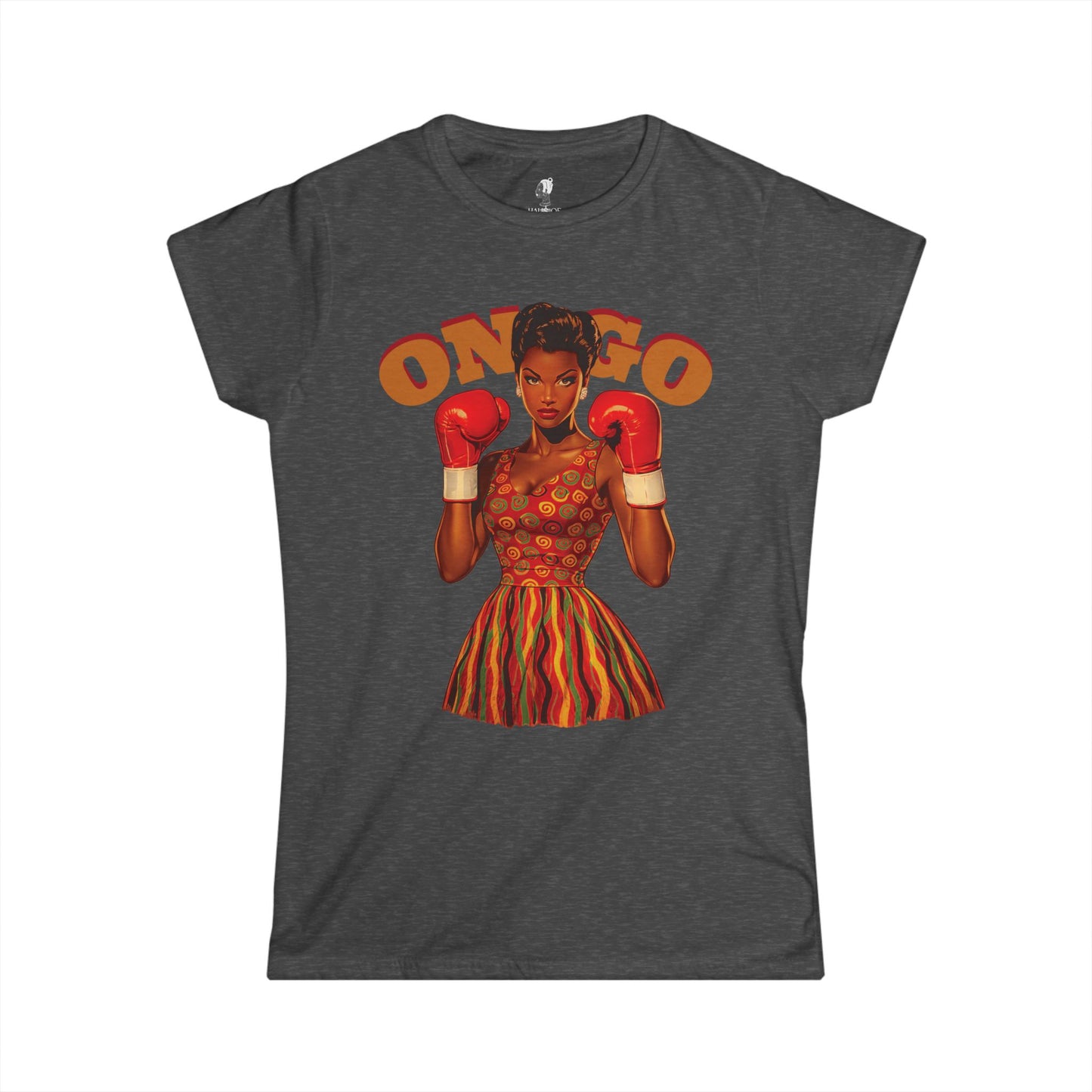 On Go Boxing Girl Softstyle Women's Tee,  Retro Fighter Illustration, Women's T-Shirt