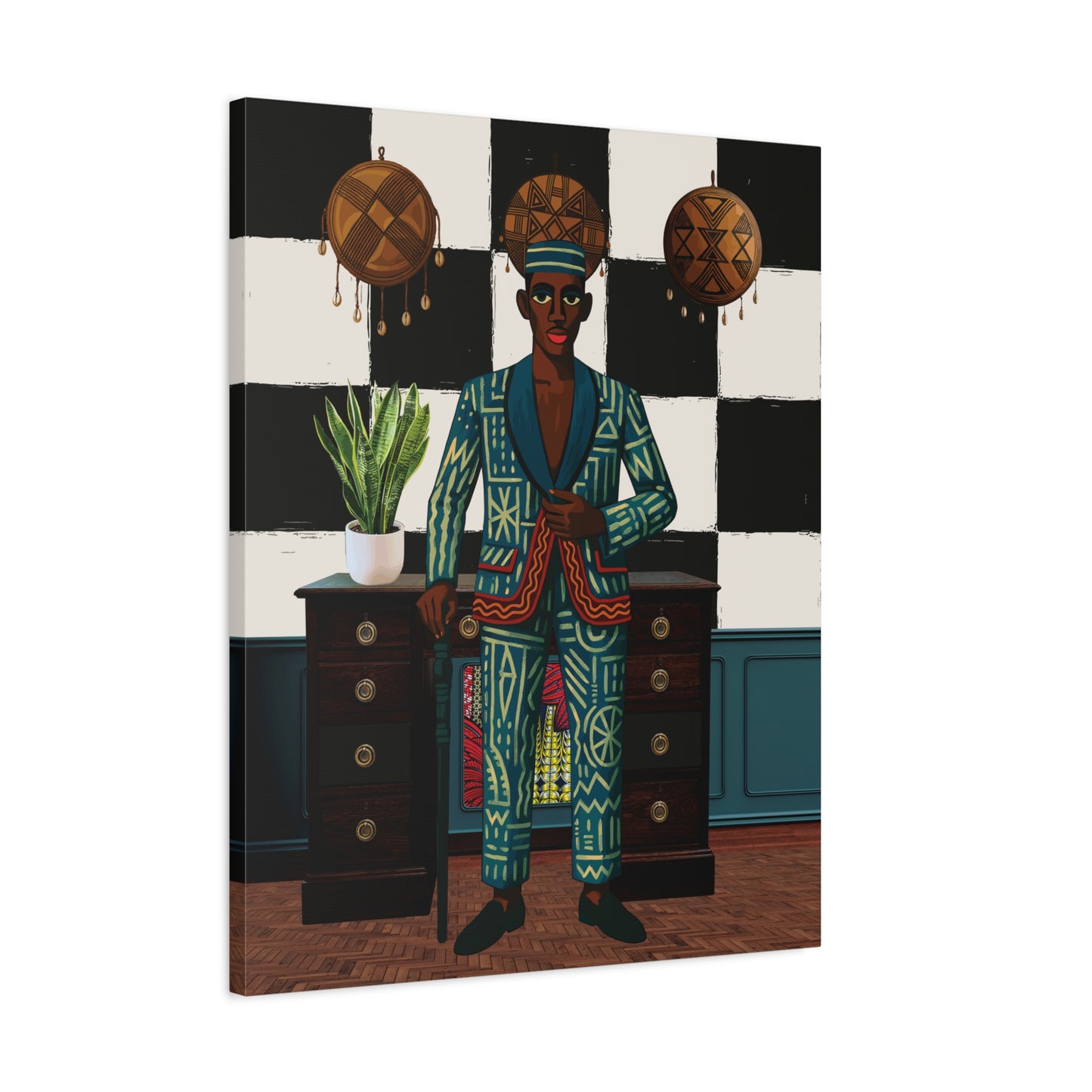 Matte Canvas Print, Afrocentric Wall Decor, He's Home Cultural Art, Unique Office Art, Modern African Art Print, Stylish Home Decor, Stretched, 1.25"