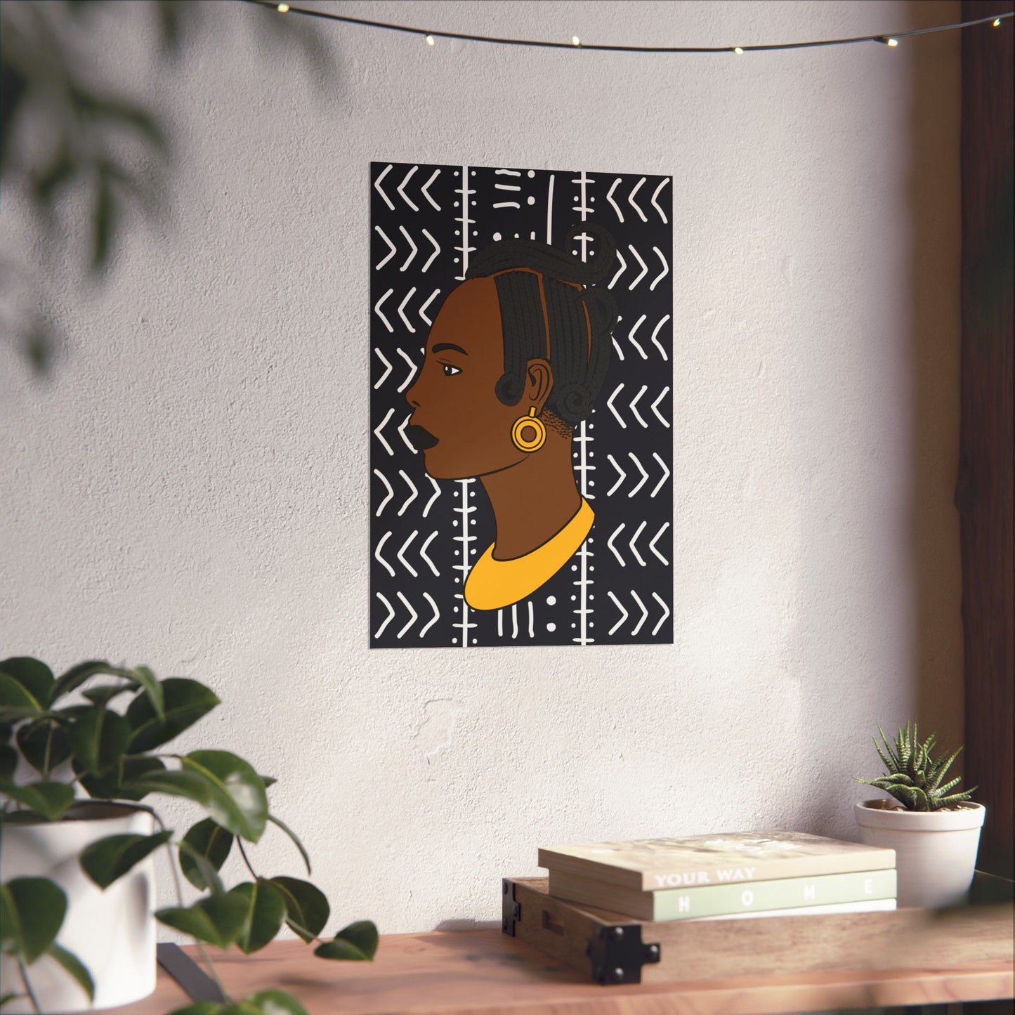 Lady Kongossa on Black Mudcloth Premium Matte Vertical Posters
