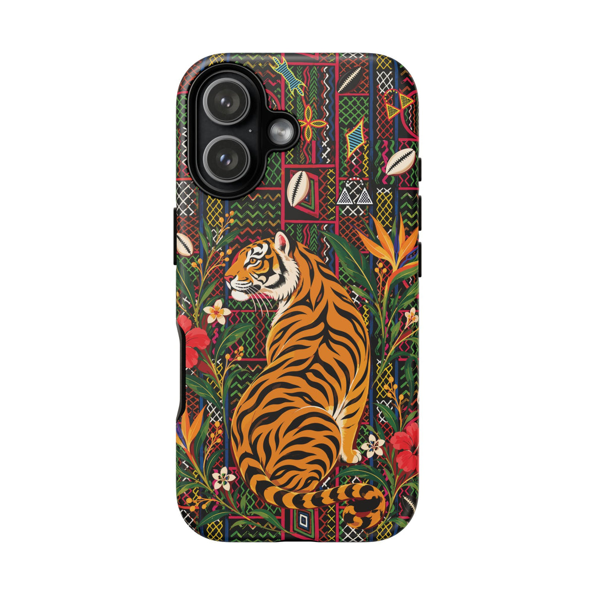 Bengal Tiger & Tropical Blooms Phone Case, African Art Design, Stylish Protective Cover for Samsung and iPhone, Unique Accessory, Gift Idea