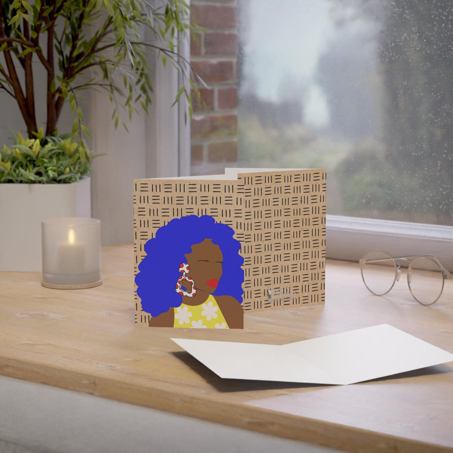 Lady Blue African Greeting Cards (1, 10pcs)