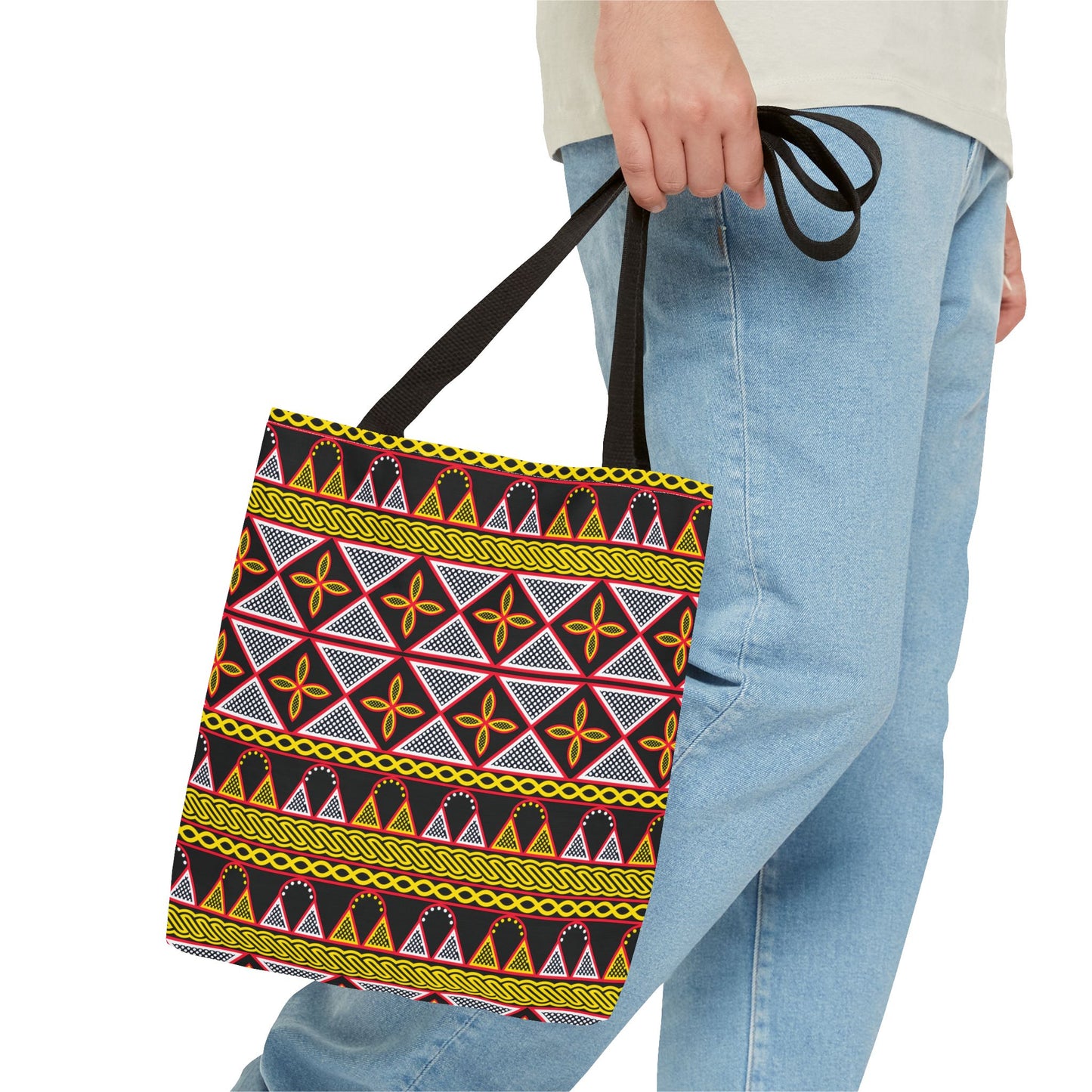 Yellow Cameroon Toghu Print Canvas Tote Bag