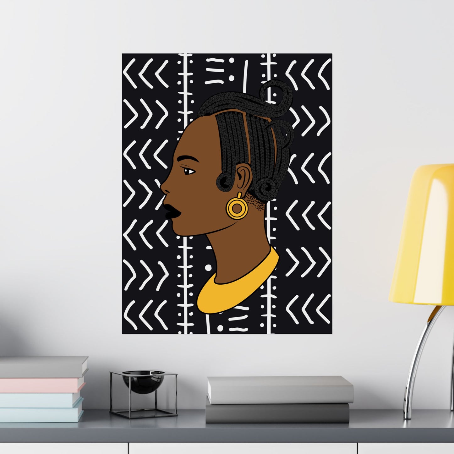 Lady Kongossa on Black Mudcloth Premium Matte Vertical Posters