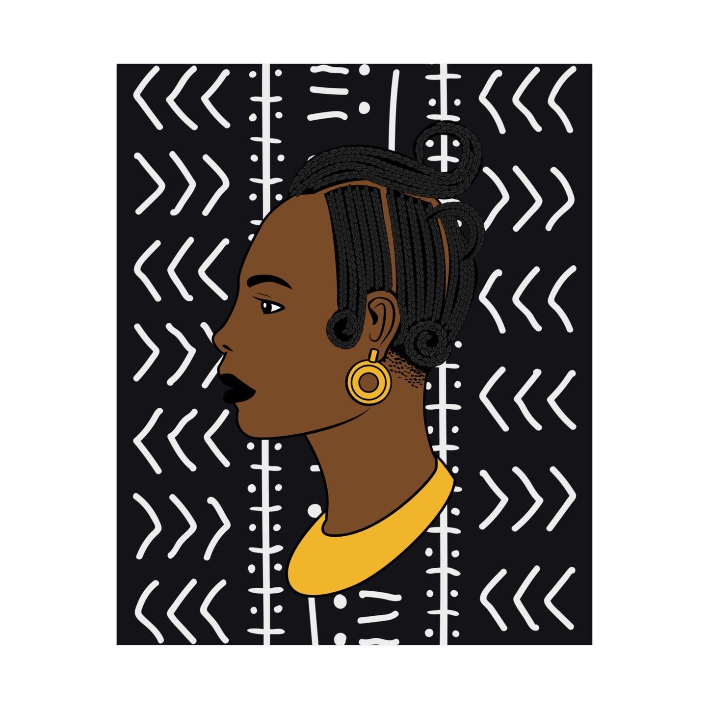 Lady Kongossa on Black Mudcloth Premium Matte Vertical Posters