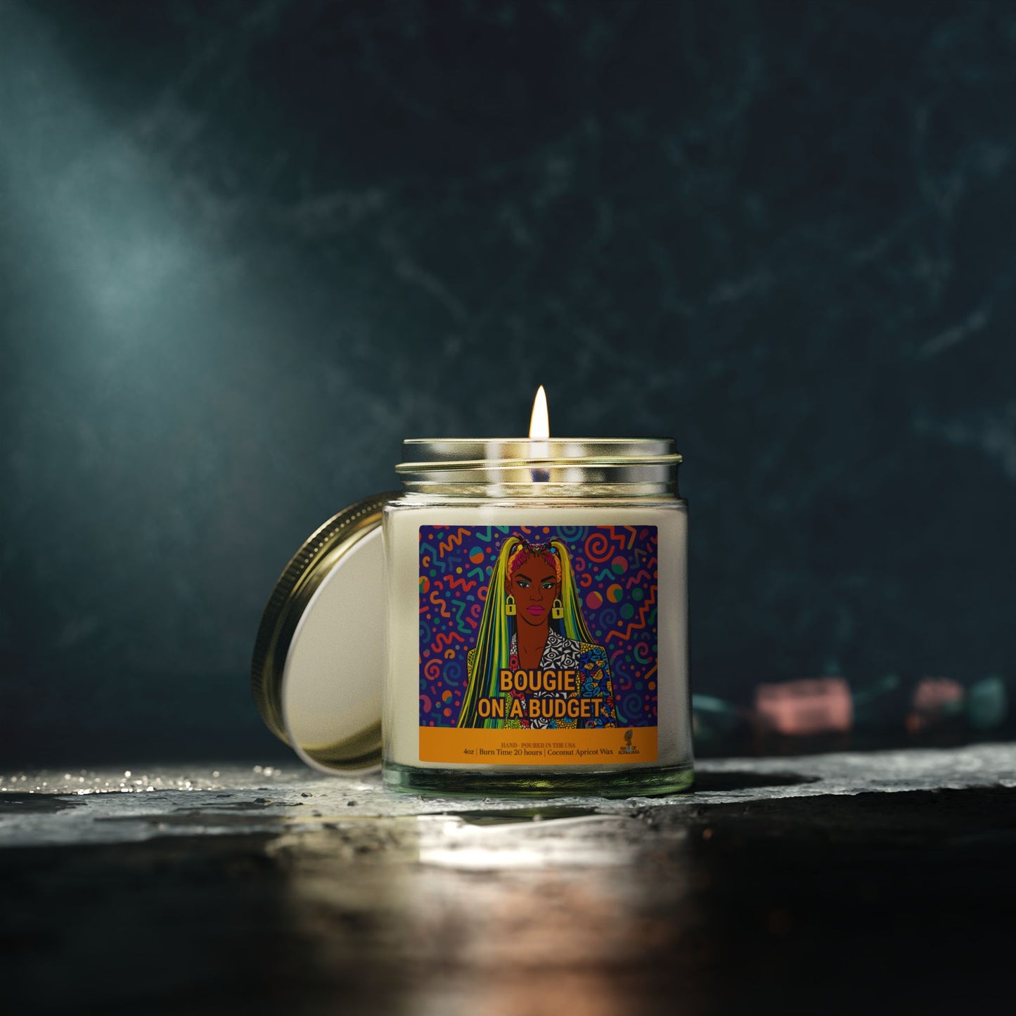 Bougie on a Budget Coconut Apricot Wax Scented Candles (Color), Afrocentric Candle, Home Fragrance Decor, Aromatherapy Gift, Relaxation Candle